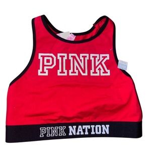 NWT PINK Red and Black Crop Top Sports Bra - Medium